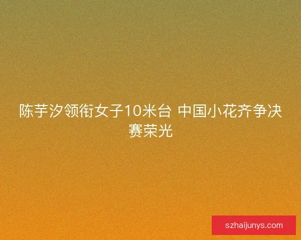 陈芋汐领衔女子10米台 中国小花齐争决赛荣光